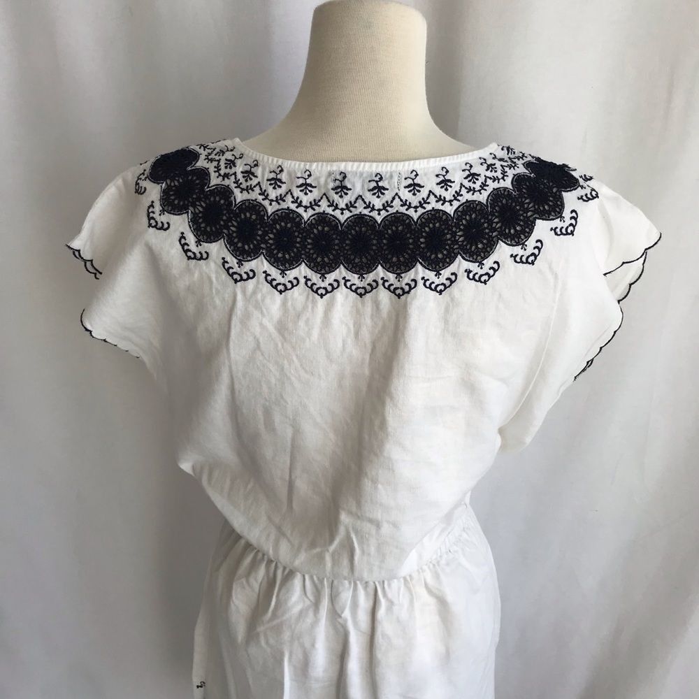 J.Crew Embroidered Linen Blend Mini Dress European Coastal Summer Resort XXS - Picture 10 of 14